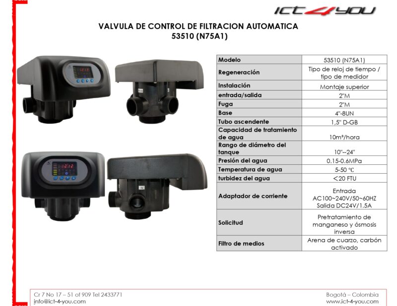 Válvula RUNXIN De Control De Filtración Automática 53510(N75a1) 10 M³